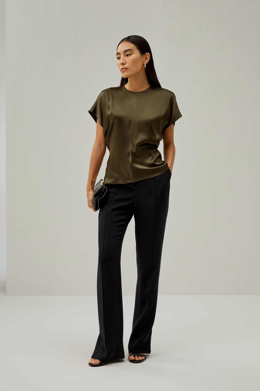 Kurzes Batwing-Ärmel Seiden-Top