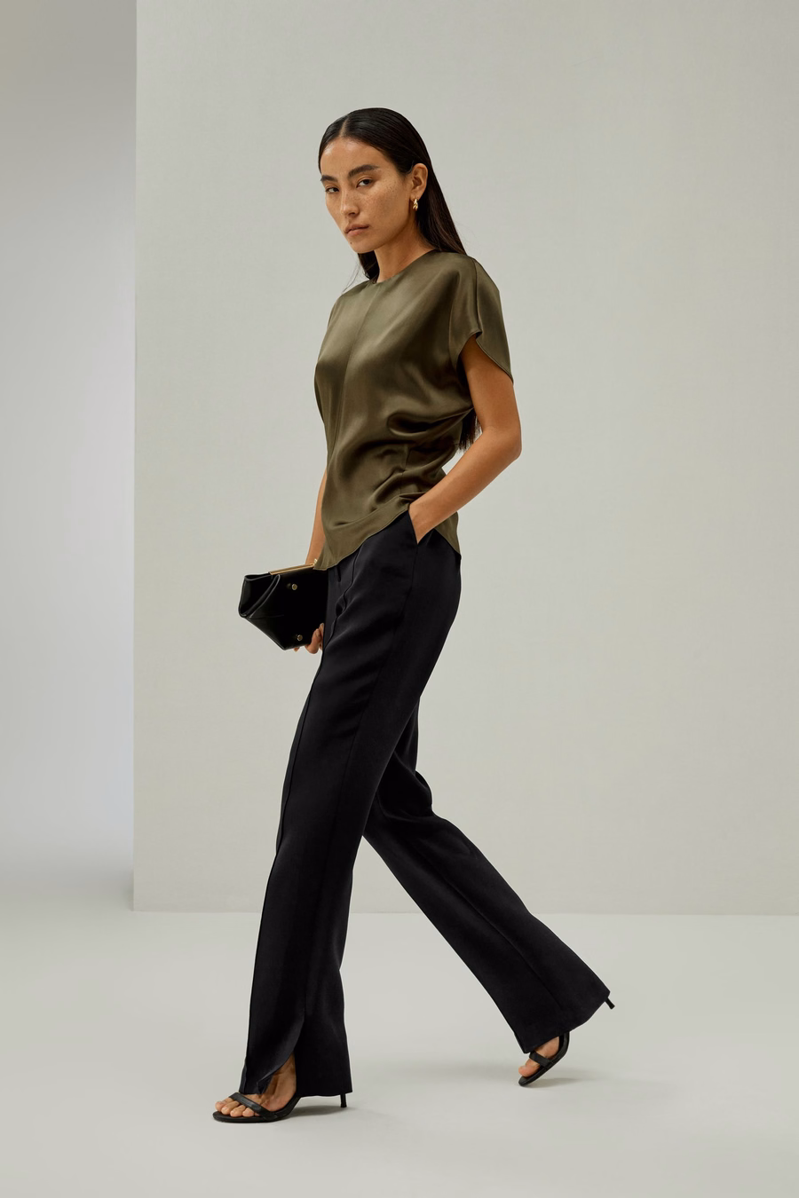 Kurzes Batwing-Ärmel Seiden-Top