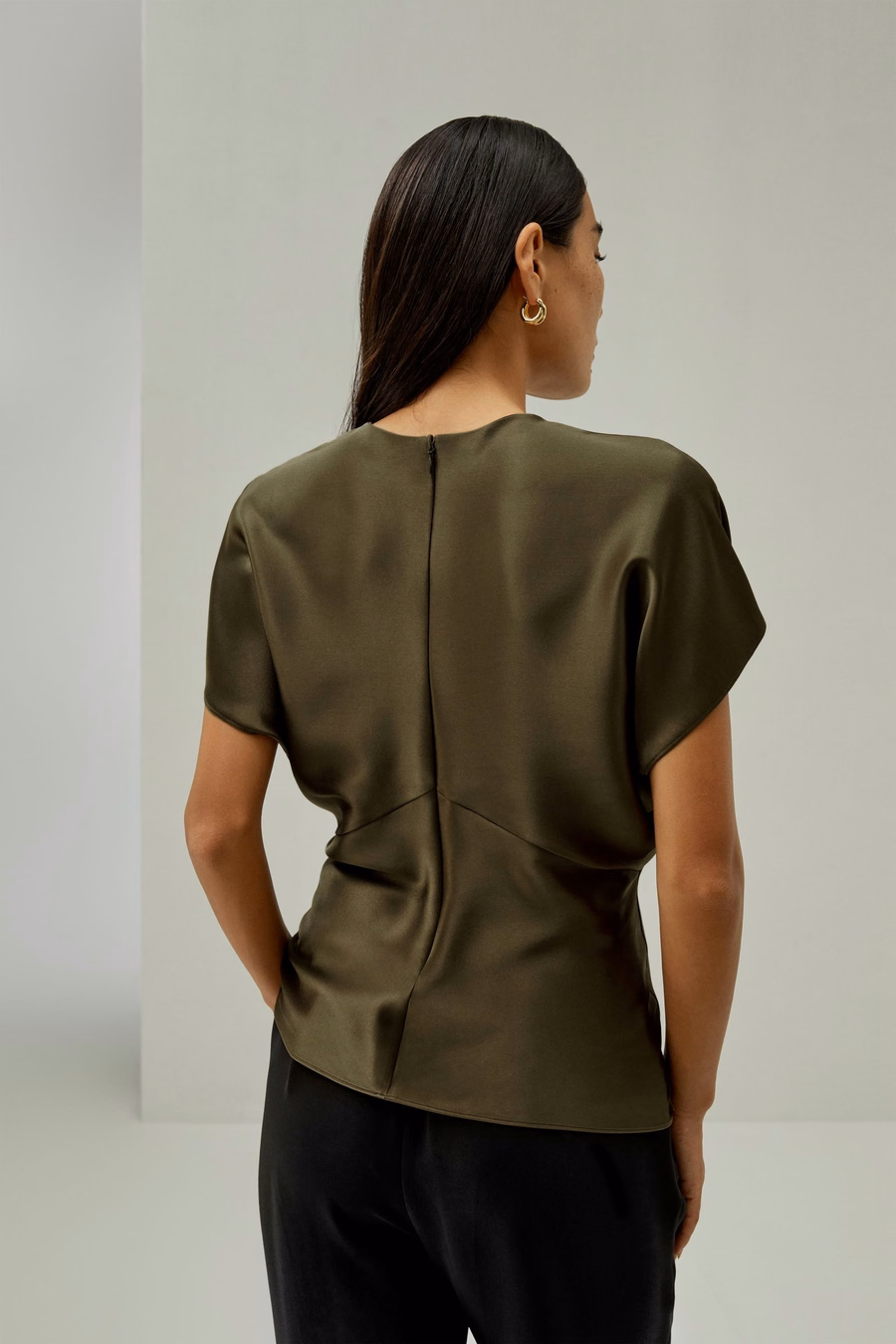 Kurzes Batwing-Ärmel Seiden-Top