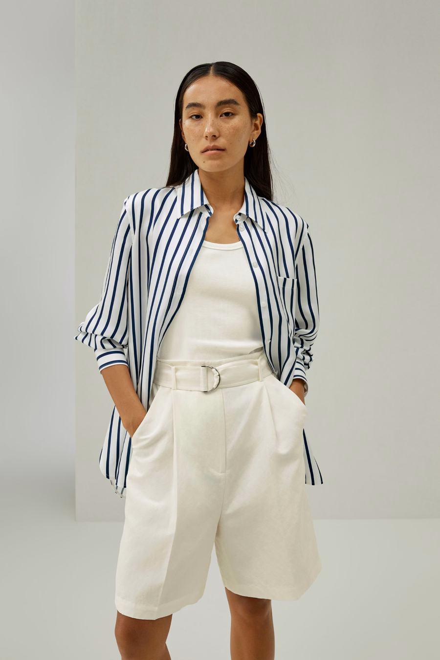 Chice Seiden-Leinen-Mischung Bermuda-Shorts