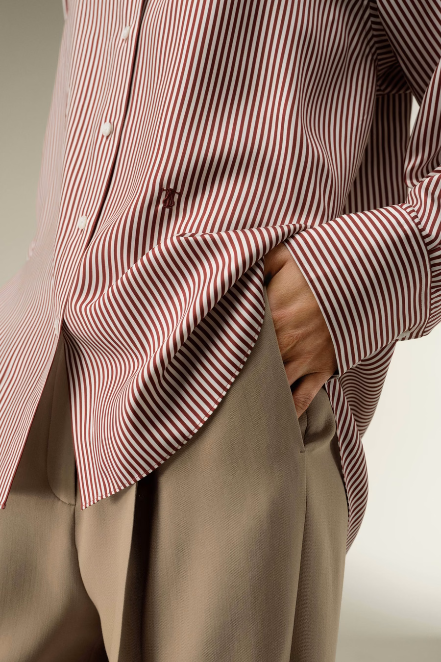 Ancora Rote Oversized Gestreifte Bluse