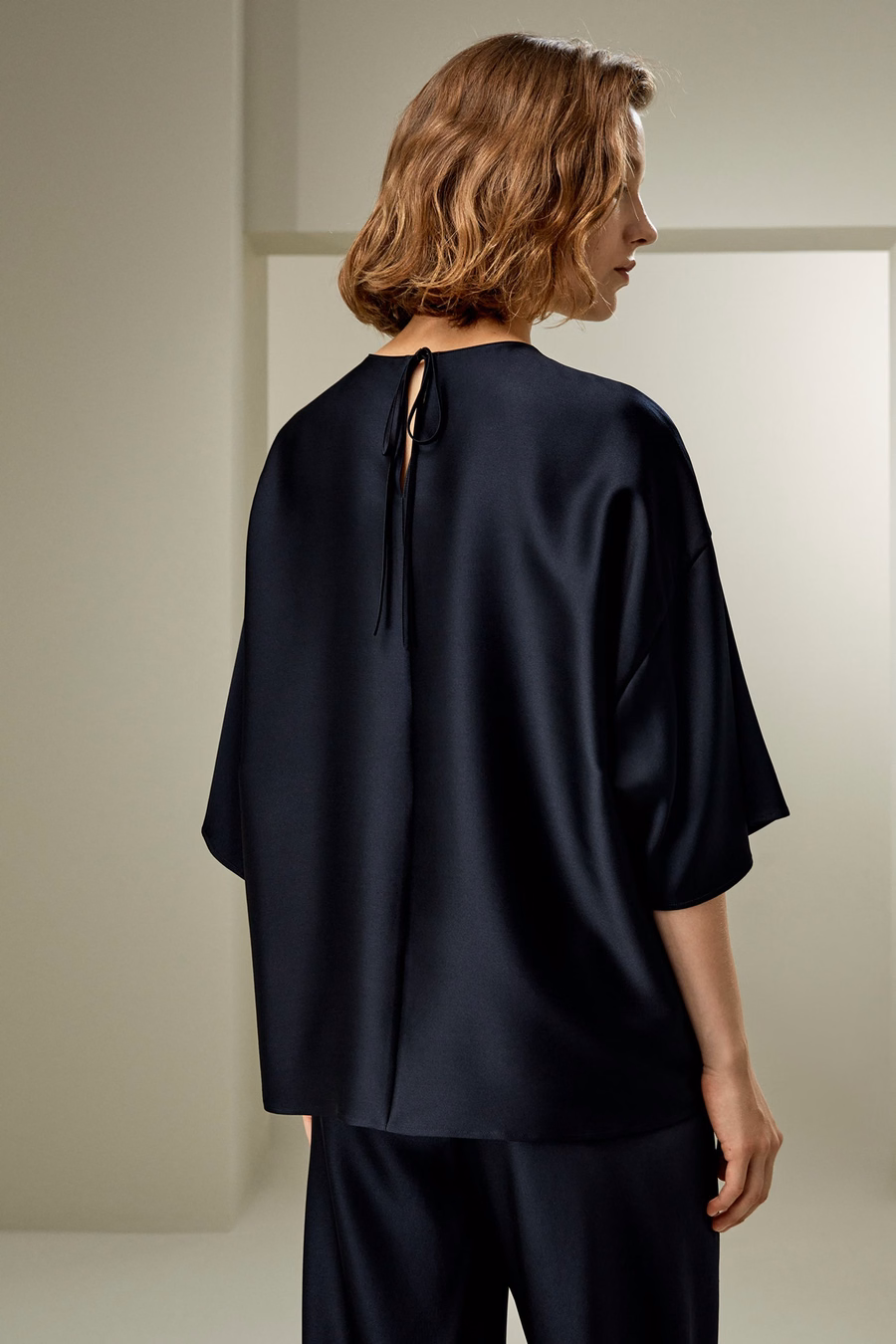 Relaxed Silk Crewneck Blouse