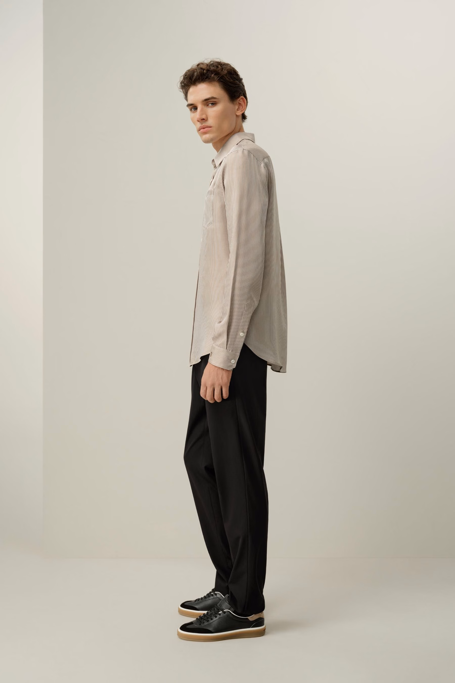 Double-Sided Print Classic Silk Shirt