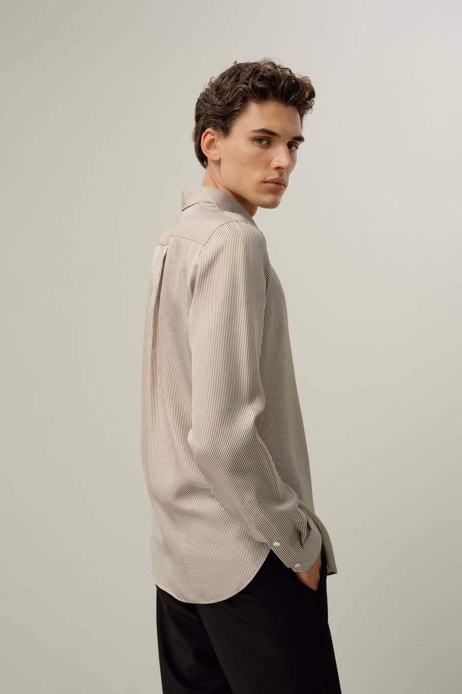 Double-Sided Print Classic Silk Shirt
