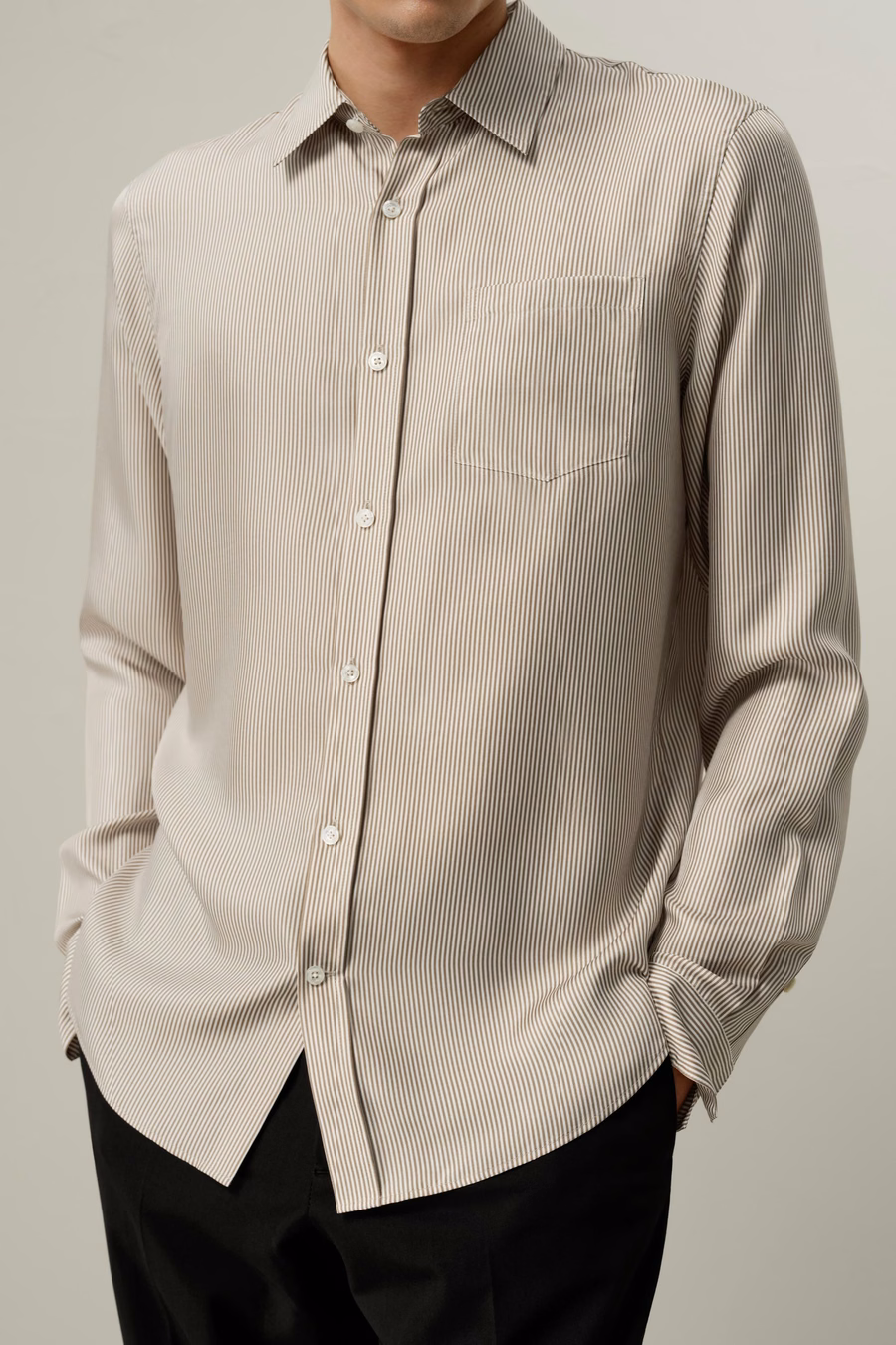 Double-Sided Print Classic Silk Shirt