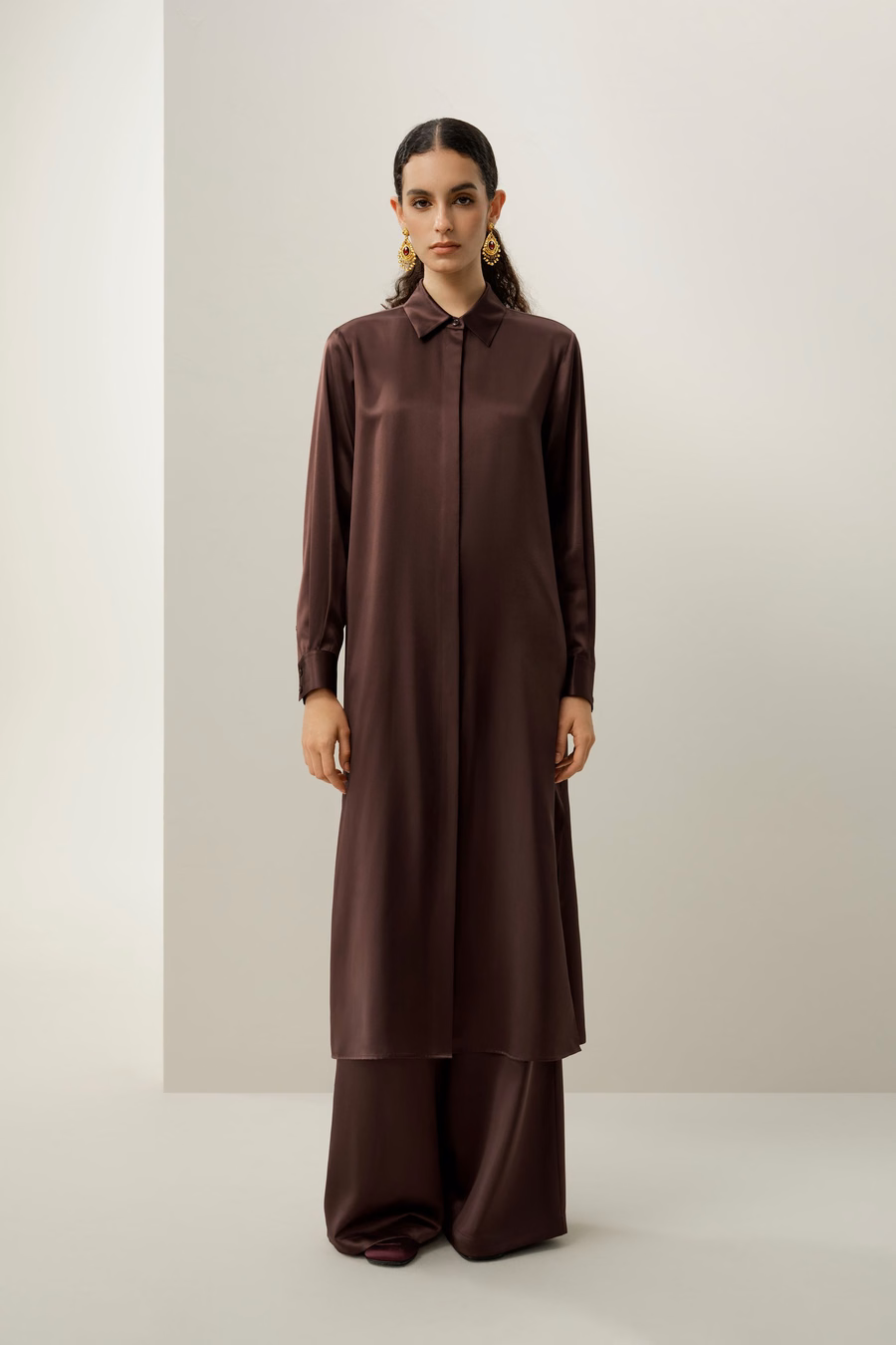 Seiden-Charmeuse Hemd-Kleid
