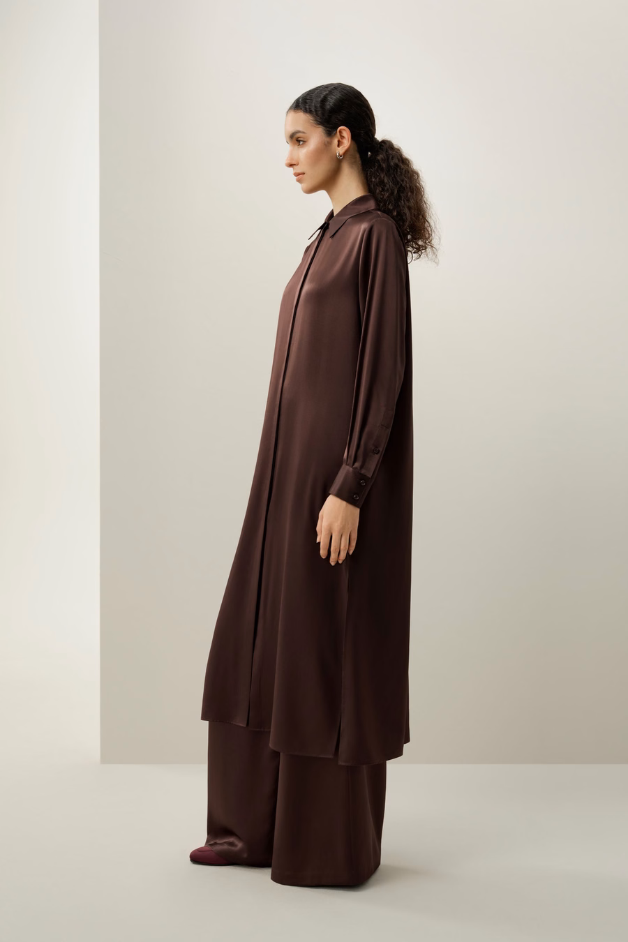 Seiden-Charmeuse Hemd-Kleid