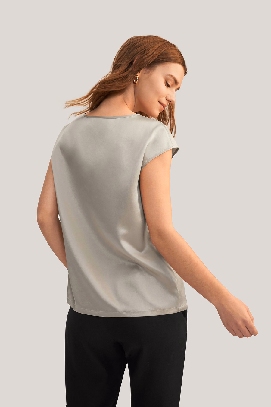 Basic Cap Sleeves Silk Tee