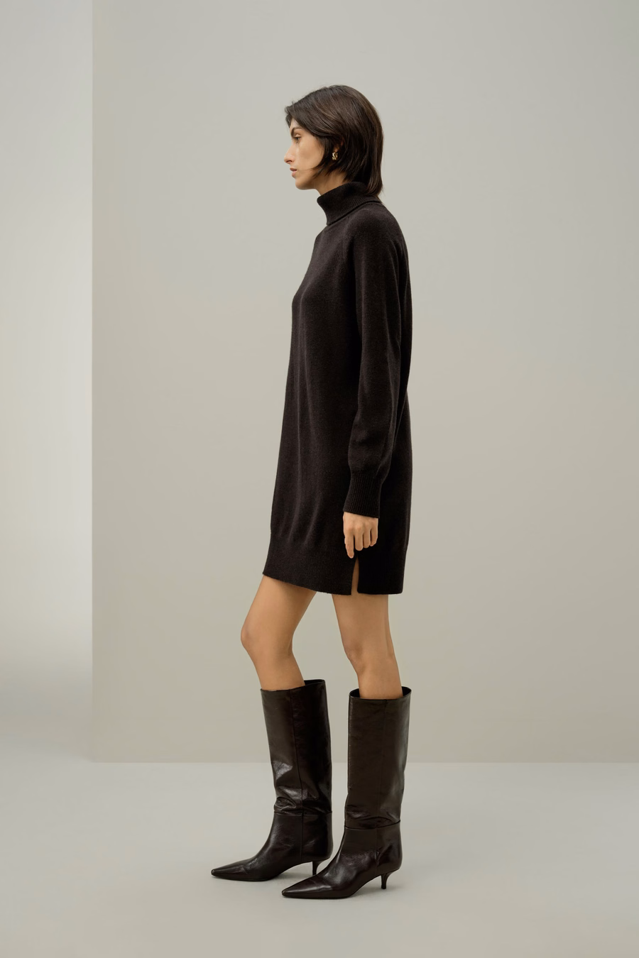 Wool-Cashmere Turtleneck Sweater Dress