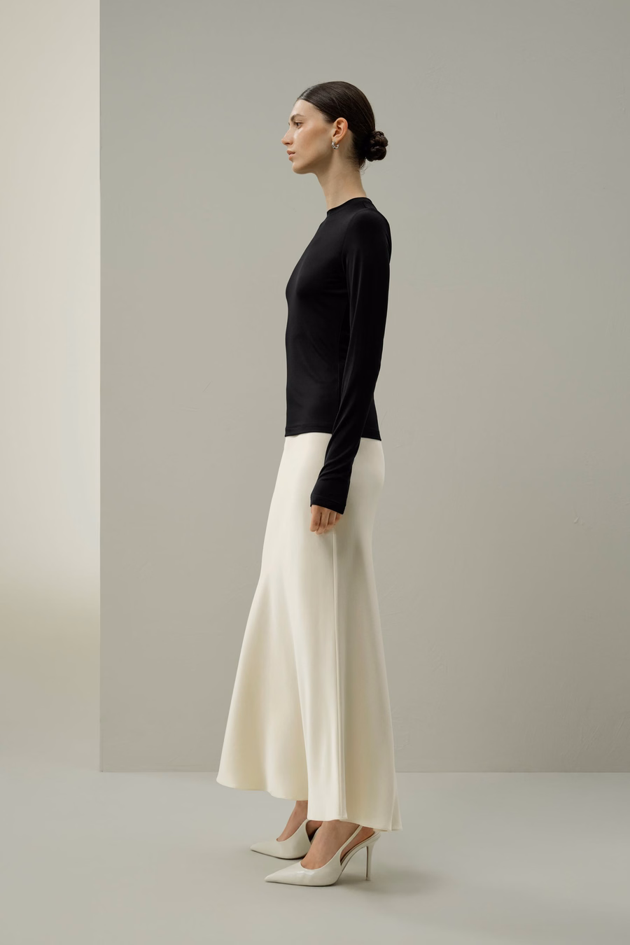 Seiden-Breeze-Jersey Langarm-Slinky-Top