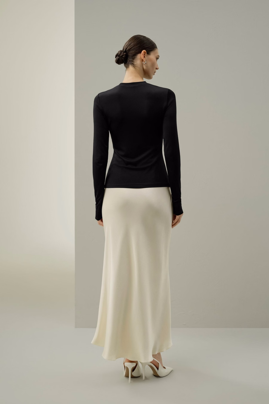 Seiden-Breeze-Jersey Langarm-Slinky-Top