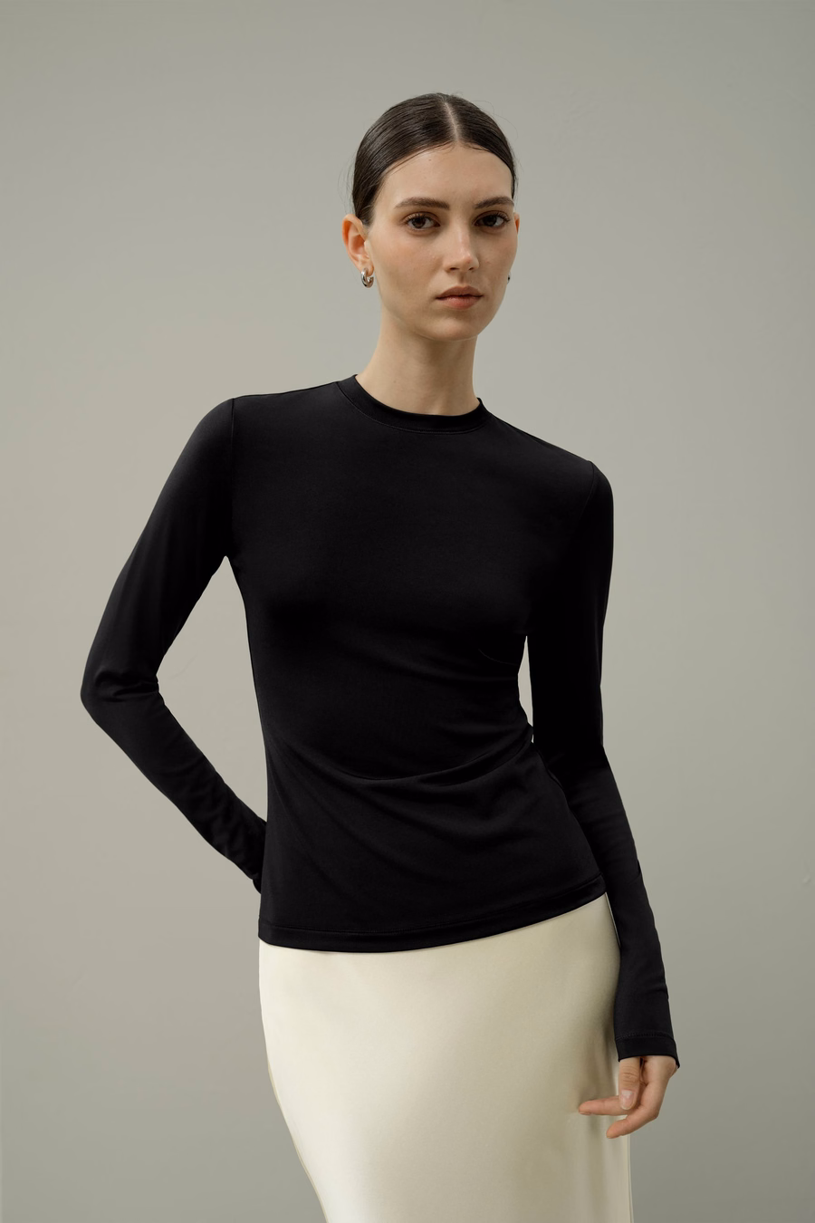 Seiden-Breeze-Jersey Langarm-Slinky-Top