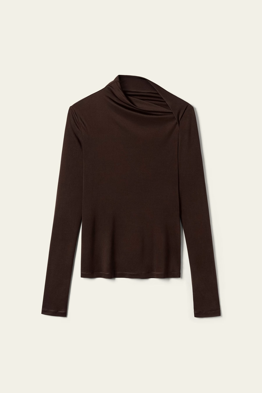 Schlanker, taillierter Seiden-Jersey-Langarm-Top
