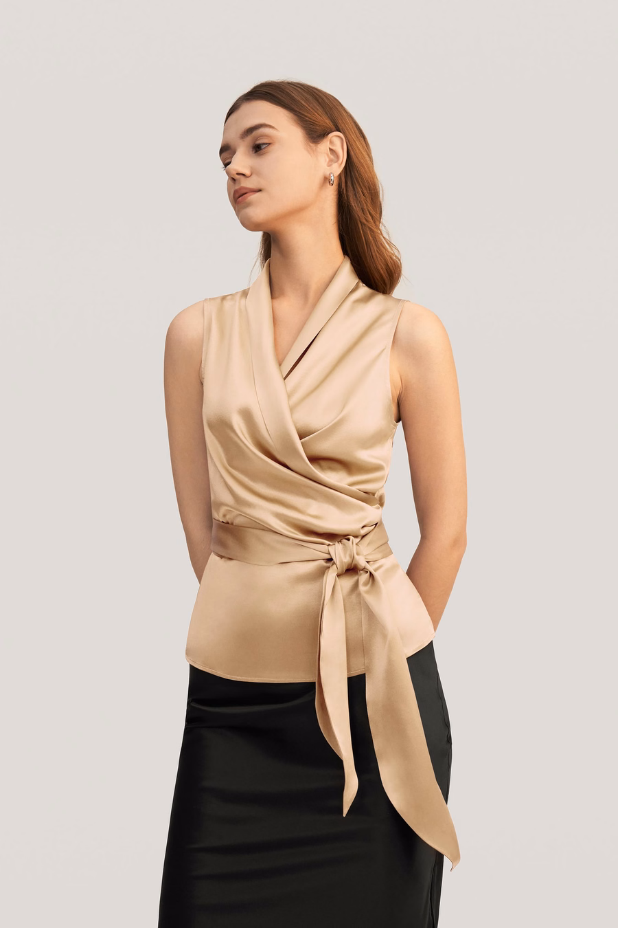 Elegante Seidenwickelbluse für Damen