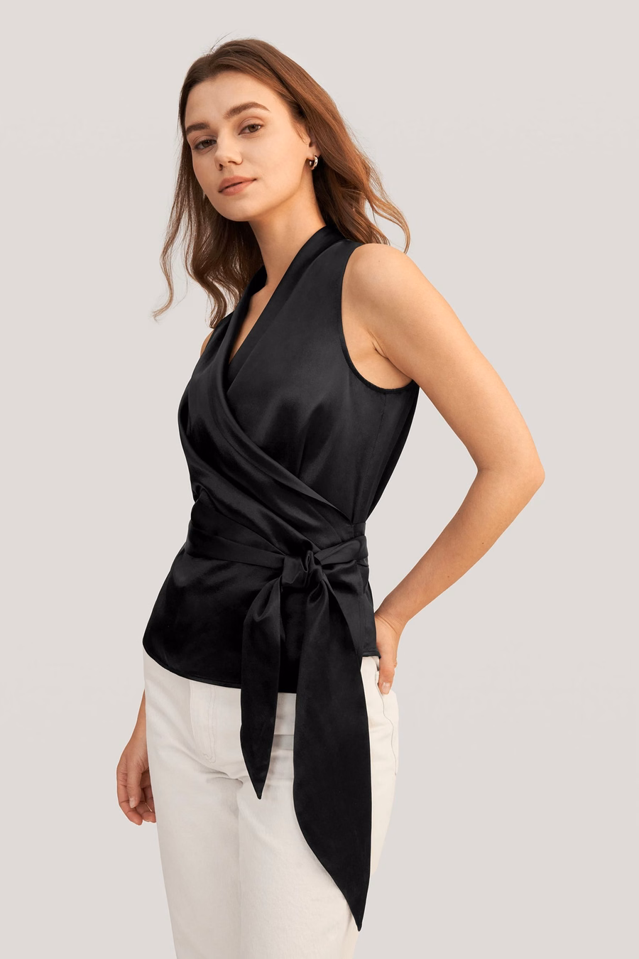 Elegante Seidenwickelbluse für Damen
