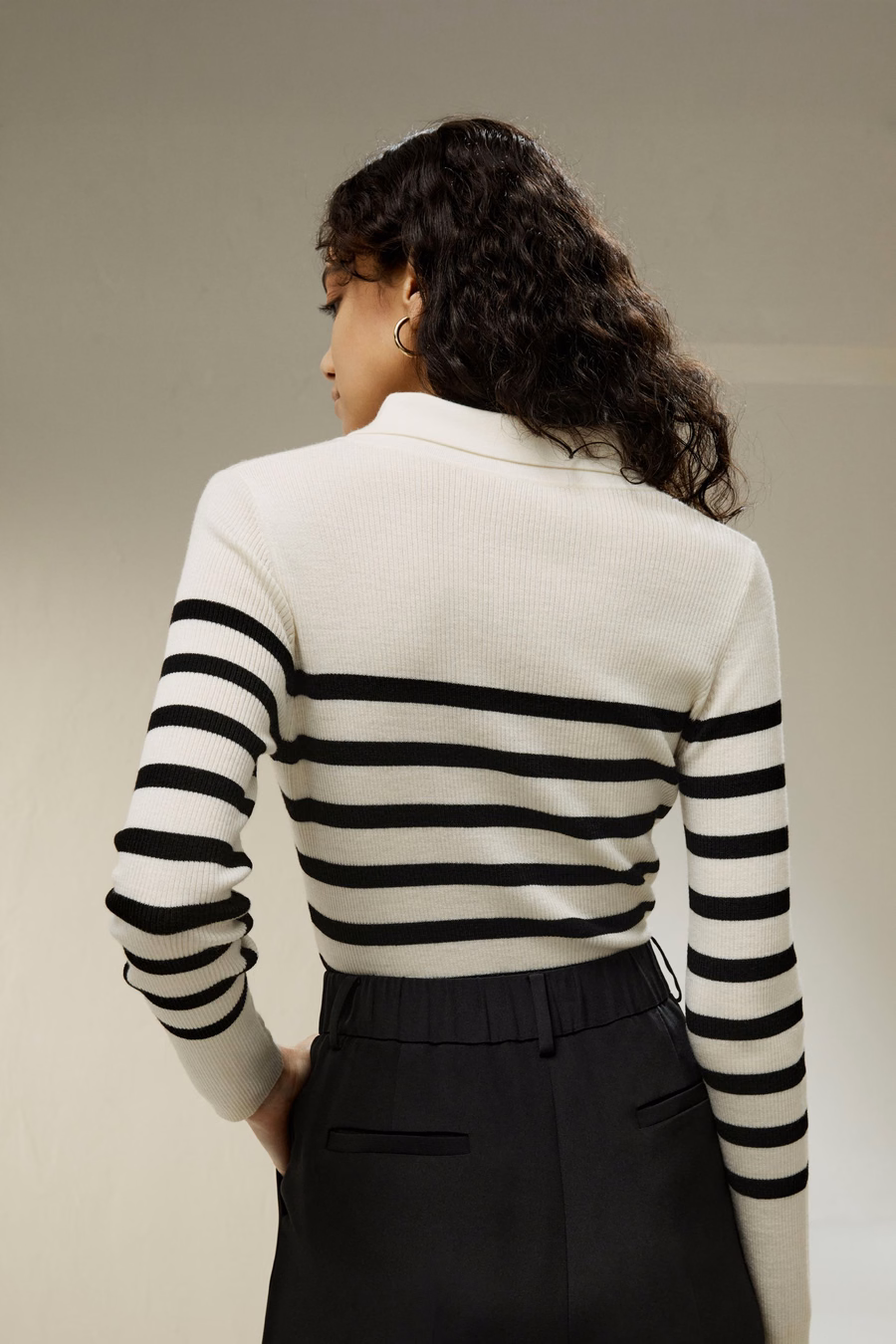 Gestreifter Ultra-feiner Merinowolle Pullover