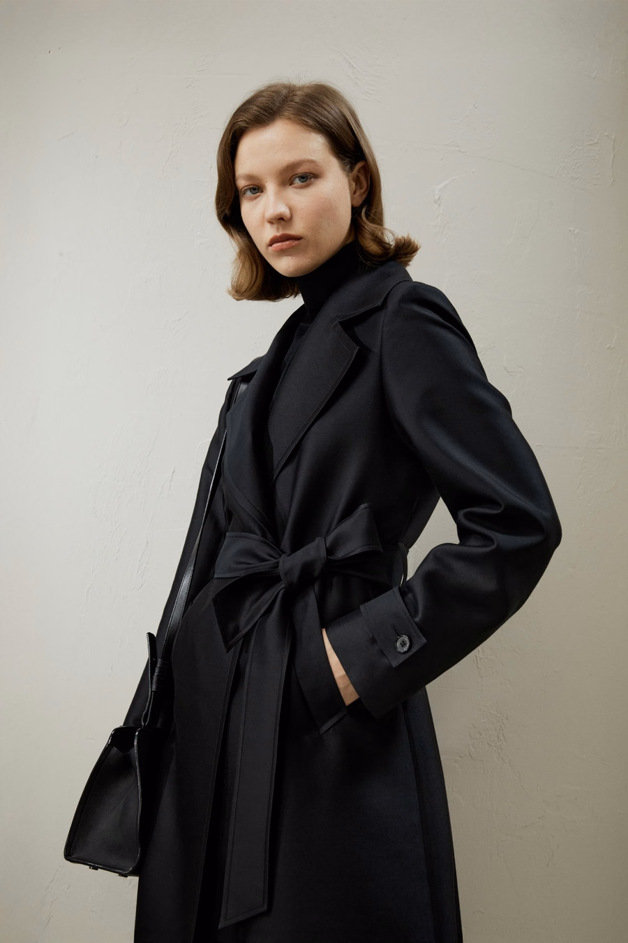 Seiden-Woll-Mischung Trenchcoat