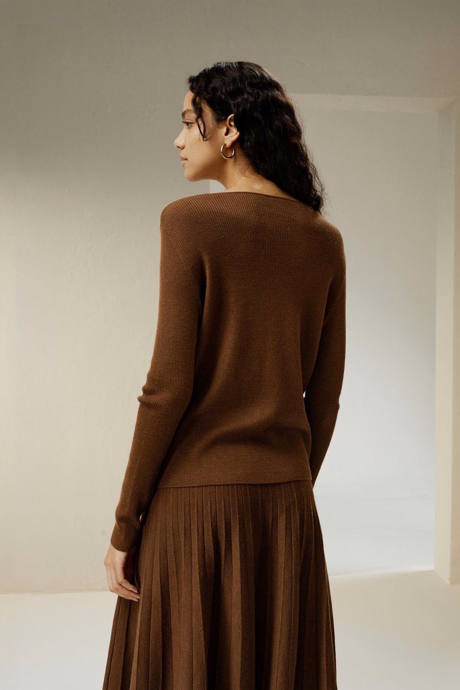 V-Ausschnitt Ultra-feines Merino-Woll-Sweatshirt