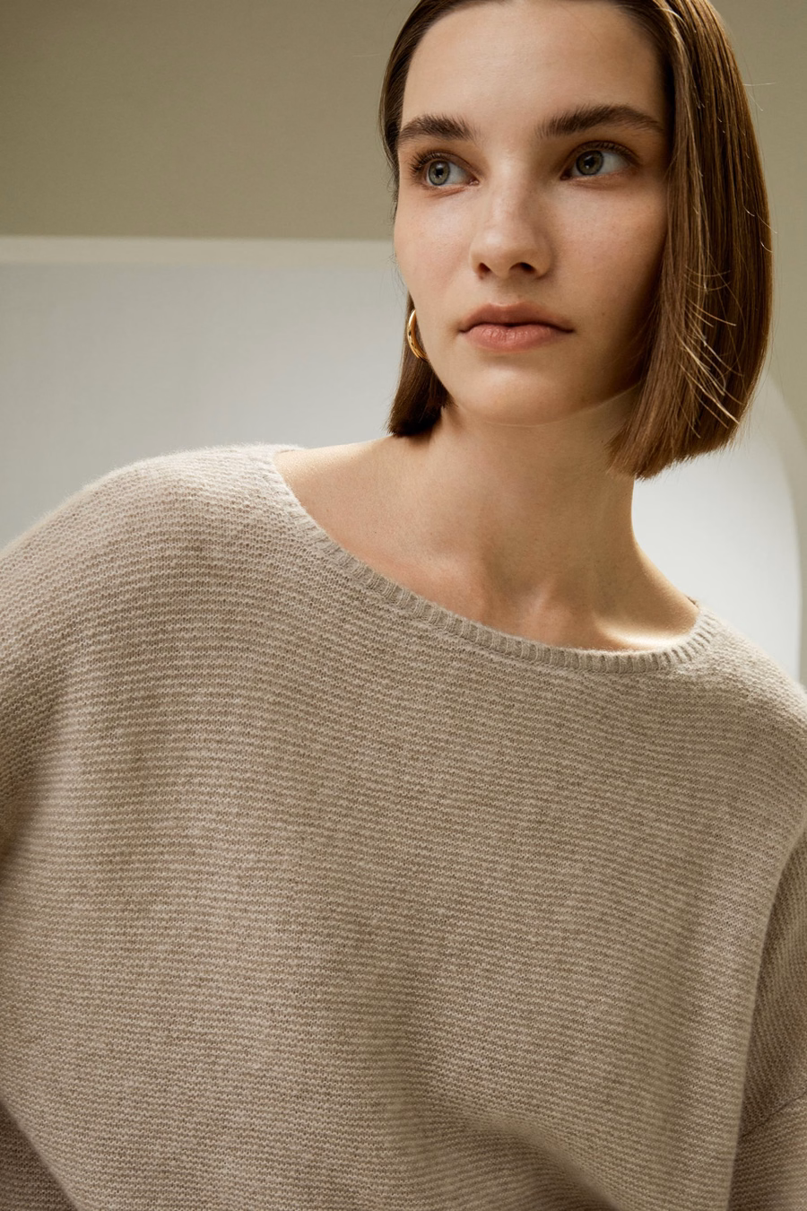 Entspannt geschnittenes Sweatshirt aus Seiden-Kaschmir-Mischung mit überschnittenen Schultern
