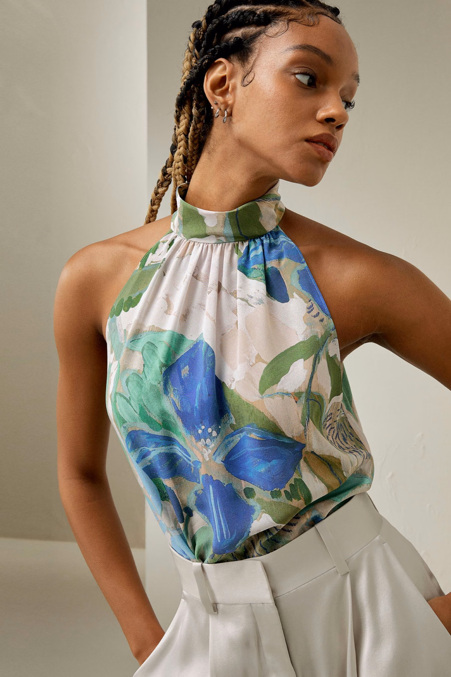 Praslin Mock Neck Seidenoberteil