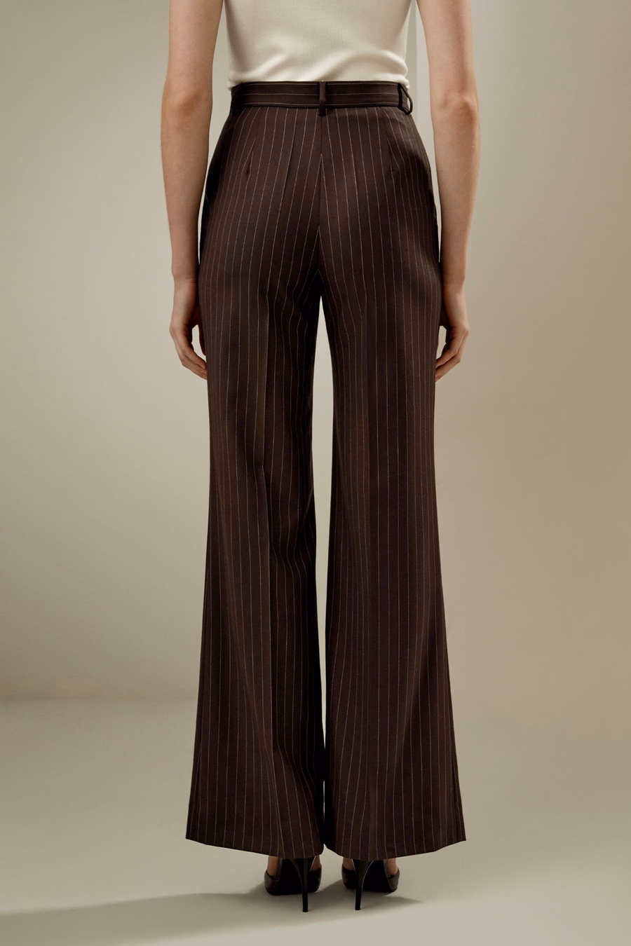 Gestreifte High-Rise gerade Hose