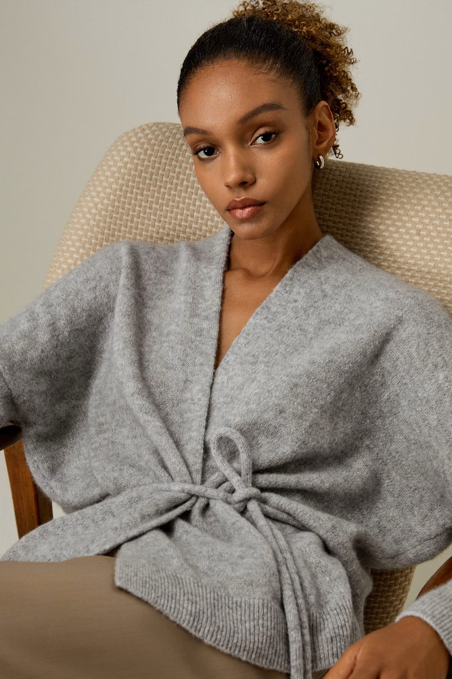 Lounge Wrap Strickjacke