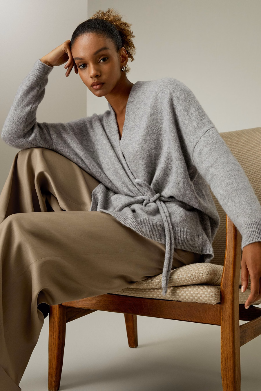 Lounge Wrap Strickjacke