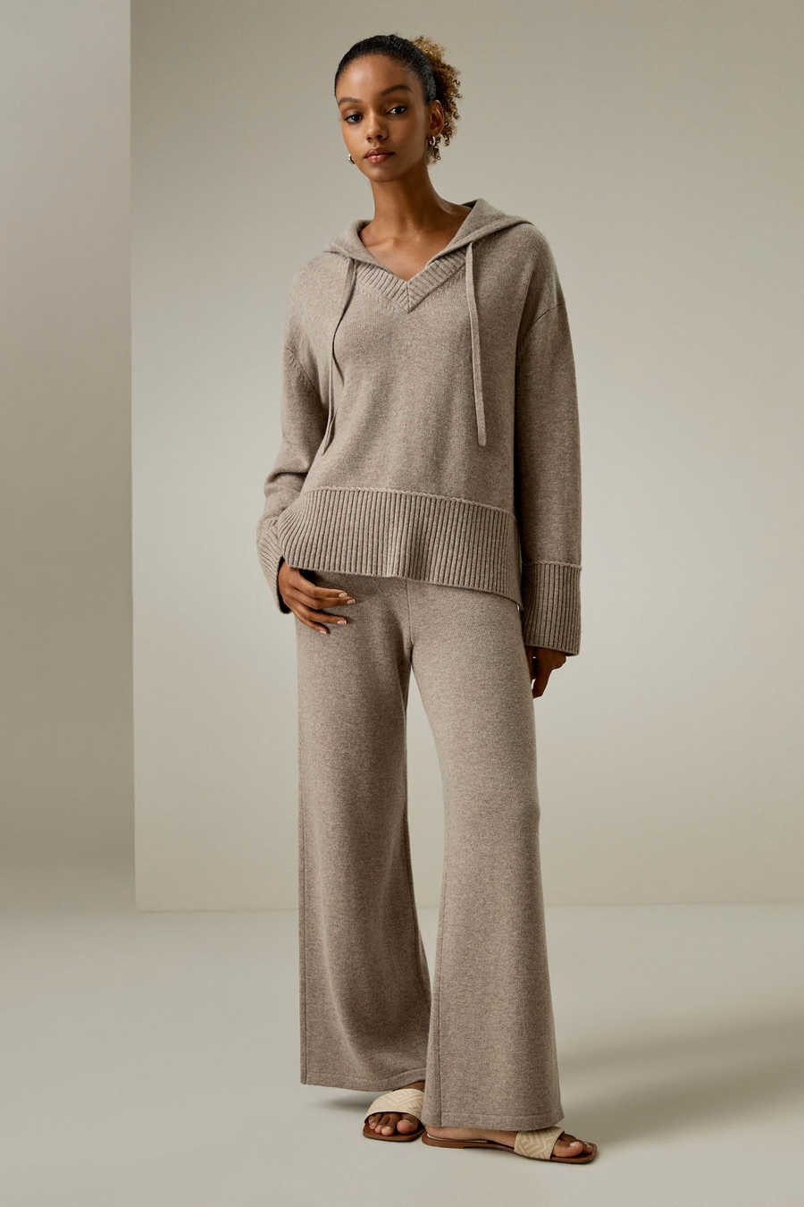 Merinowoll-Jersey-Hose mit weitem Bein