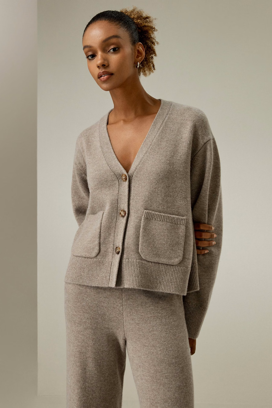 Gekürzter Kaschmir-Woll-Mix-Cardigan