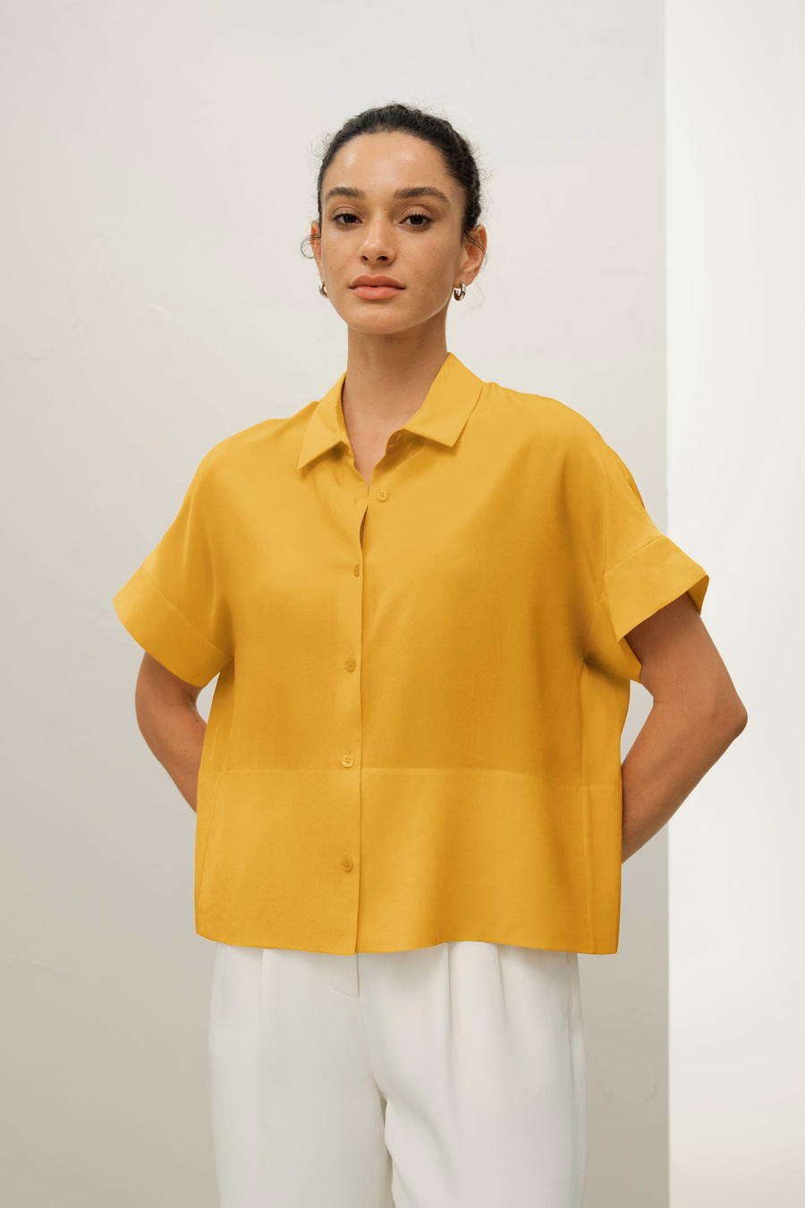 Casual Kurzarm Lockeres Seident-Shirt