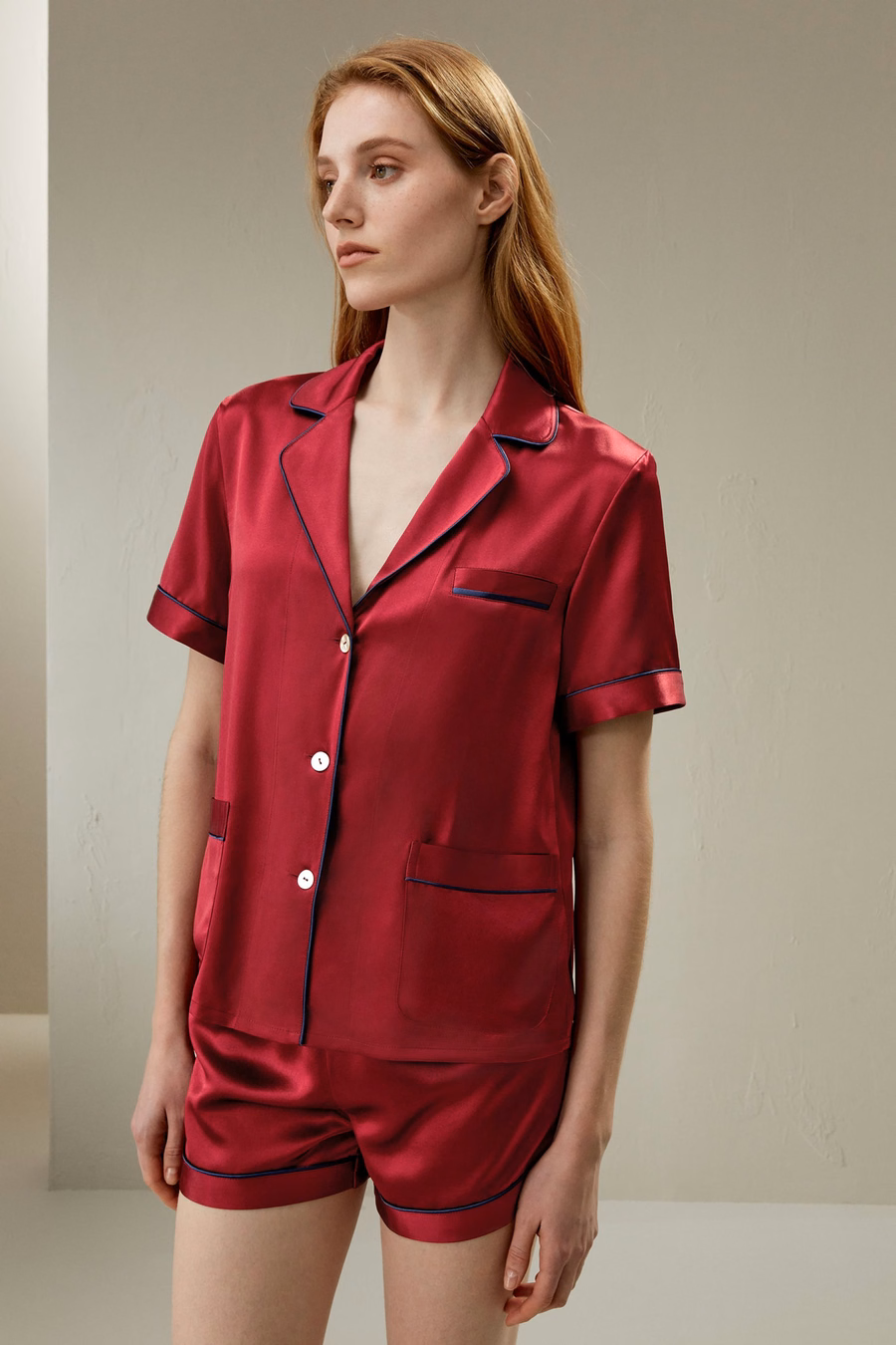 Damen-Seiden-Pajamaset