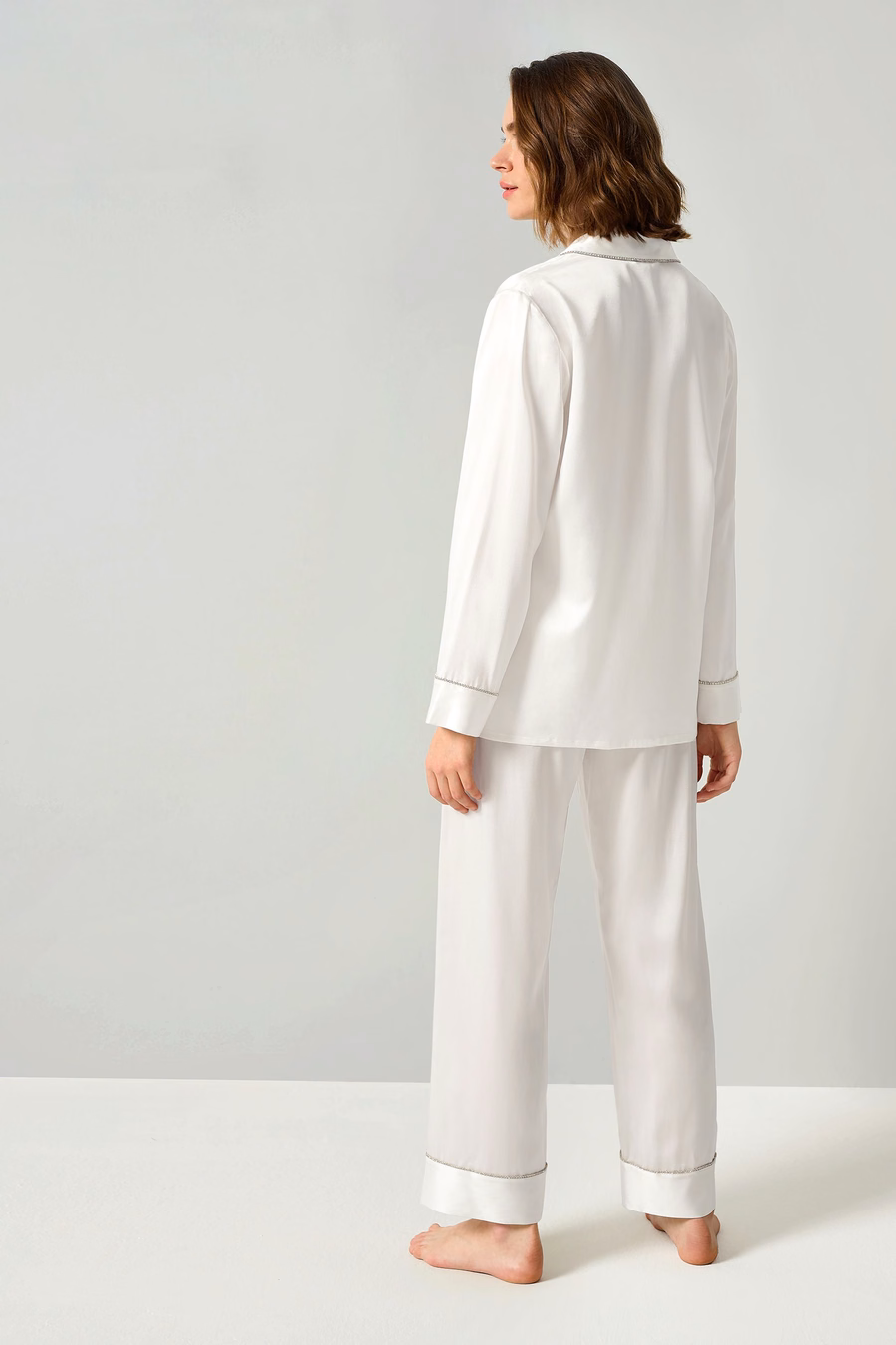 Rhinestone Besetztes Seiden-Pyjama-Set für Damen