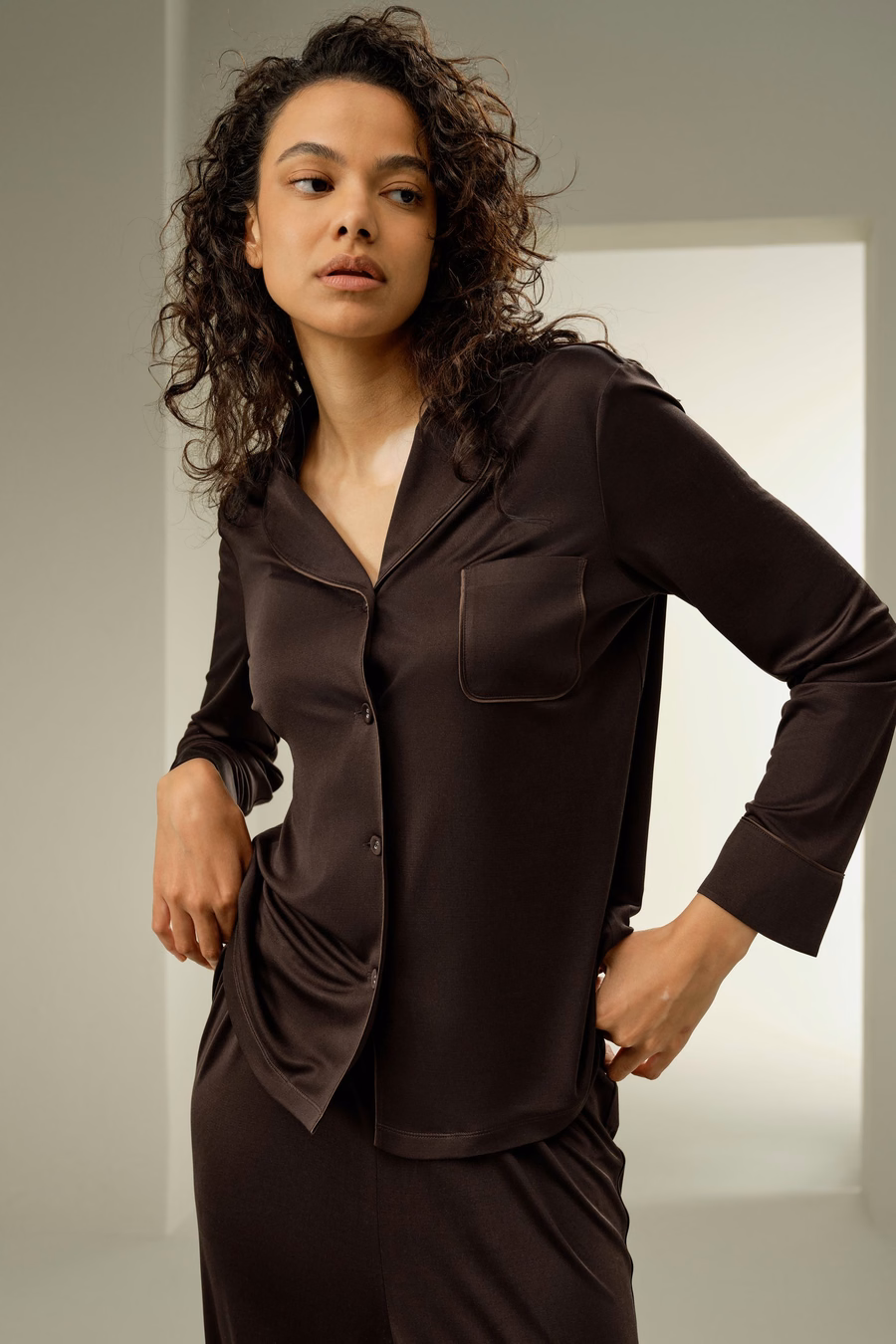 Seiden-Jersey Klassisches Pyjama-Set