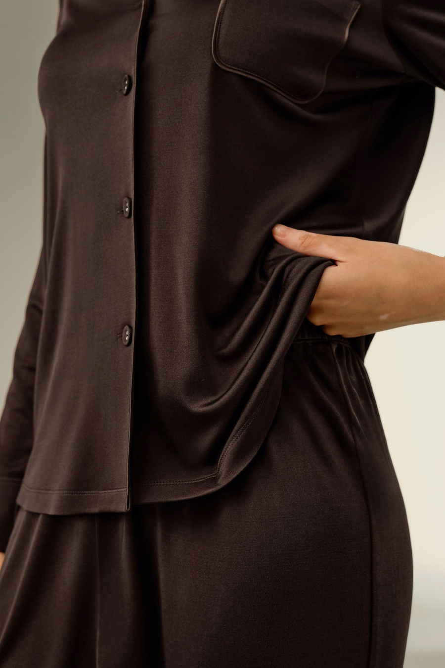 Seiden-Jersey Klassisches Pyjama-Set