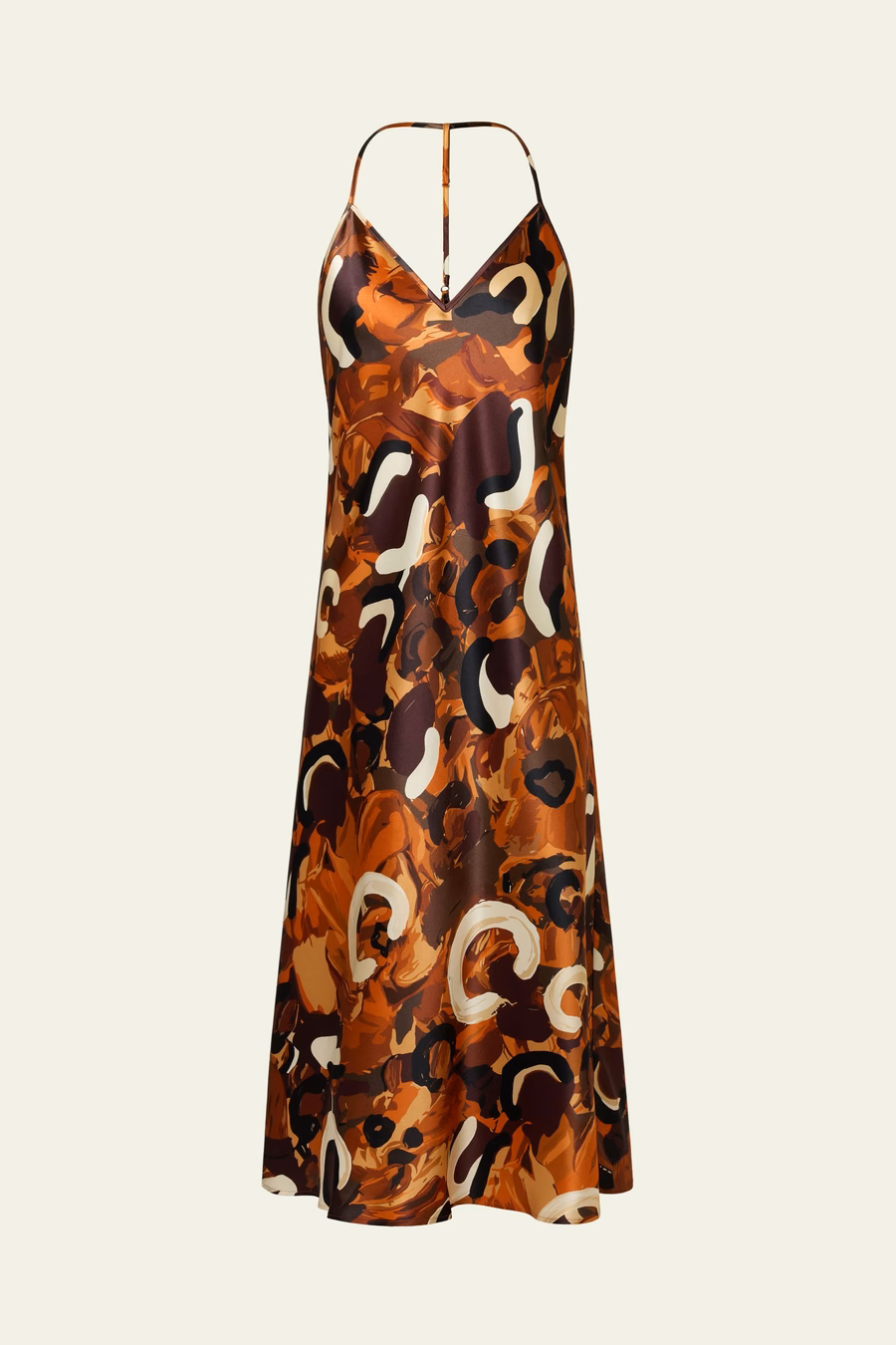 Minimalistisches Seidenprint-Maxikleid