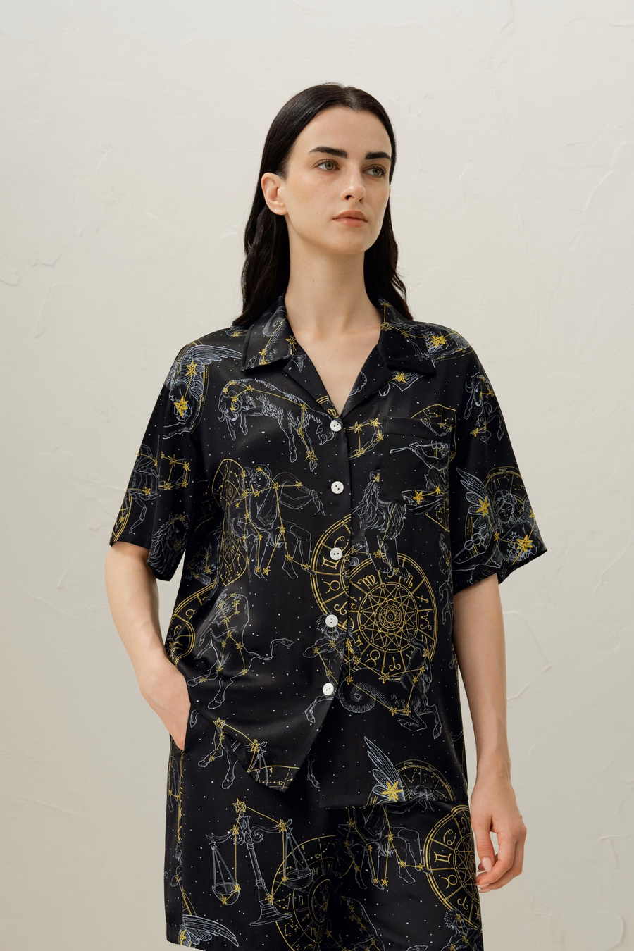 Jungfrau-Zodiac-Seidenpyjama-Kurzset