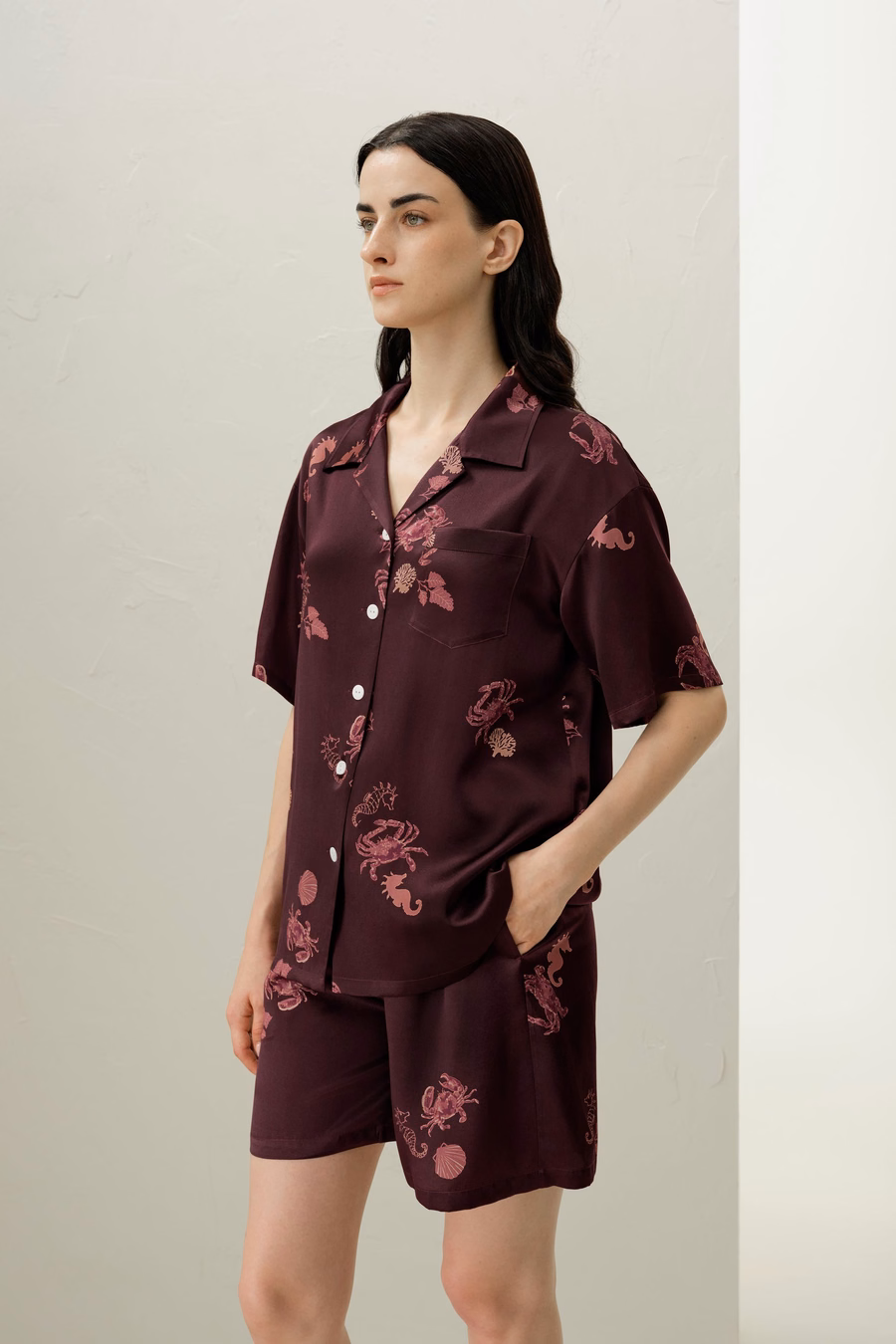 Krebs-Zodiac-Seiden-Pyjama-Kurzset