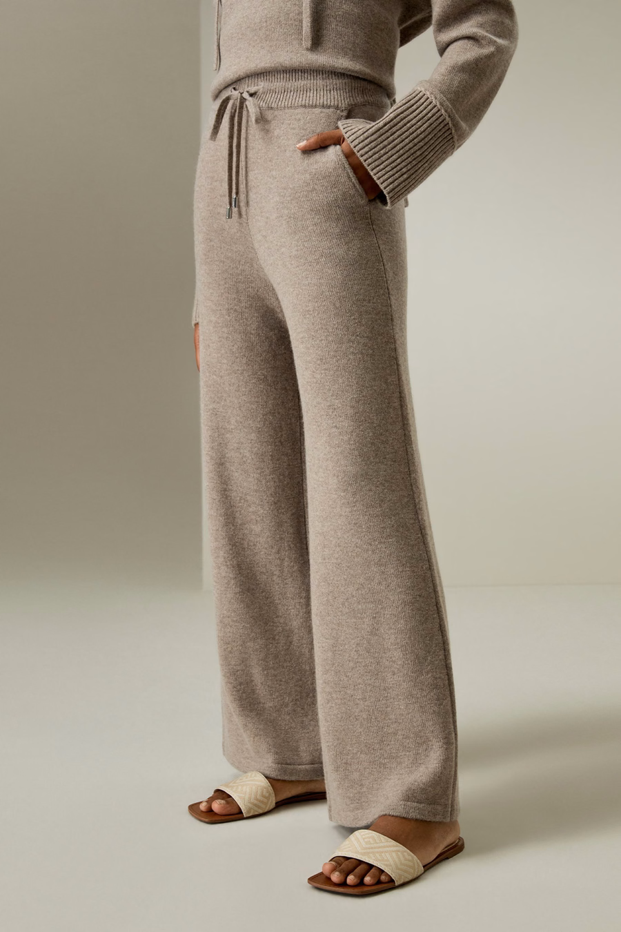 Merinowoll-Jersey-Hose mit weitem Bein