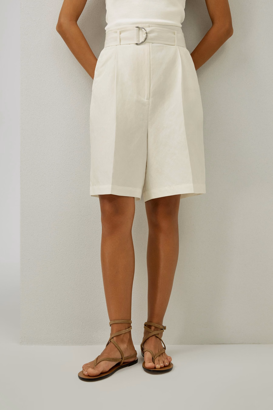 Chice Seiden-Leinen-Mischung Bermuda-Shorts