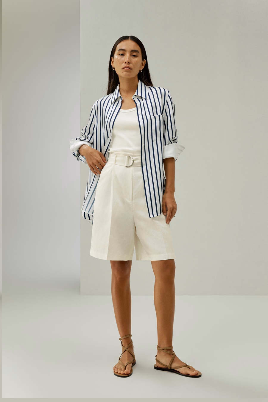 Chice Seiden-Leinen-Mischung Bermuda-Shorts