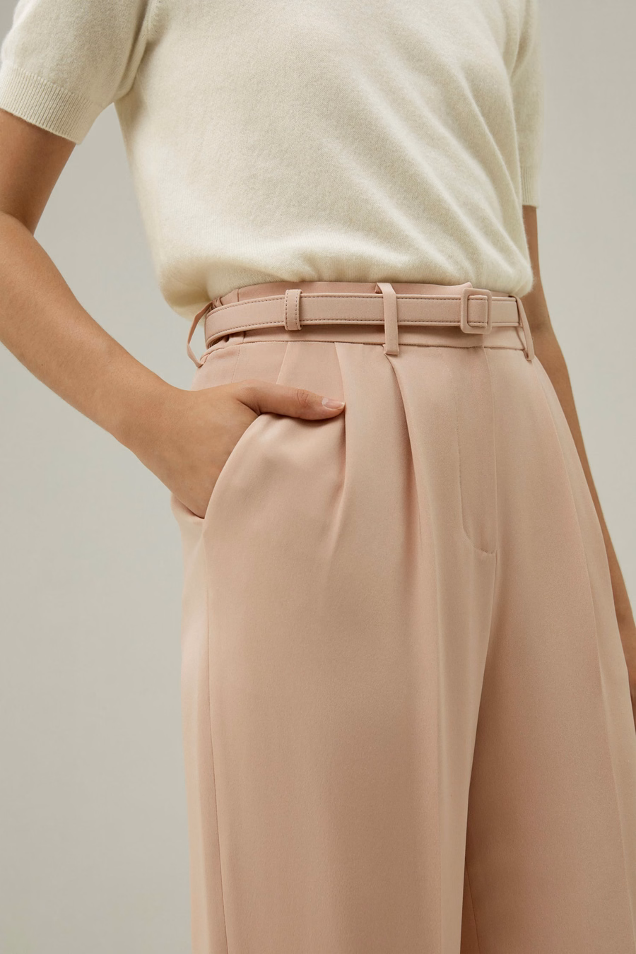 Mahagoni-Rosen-Seiden-Hosen mit geradem Bein