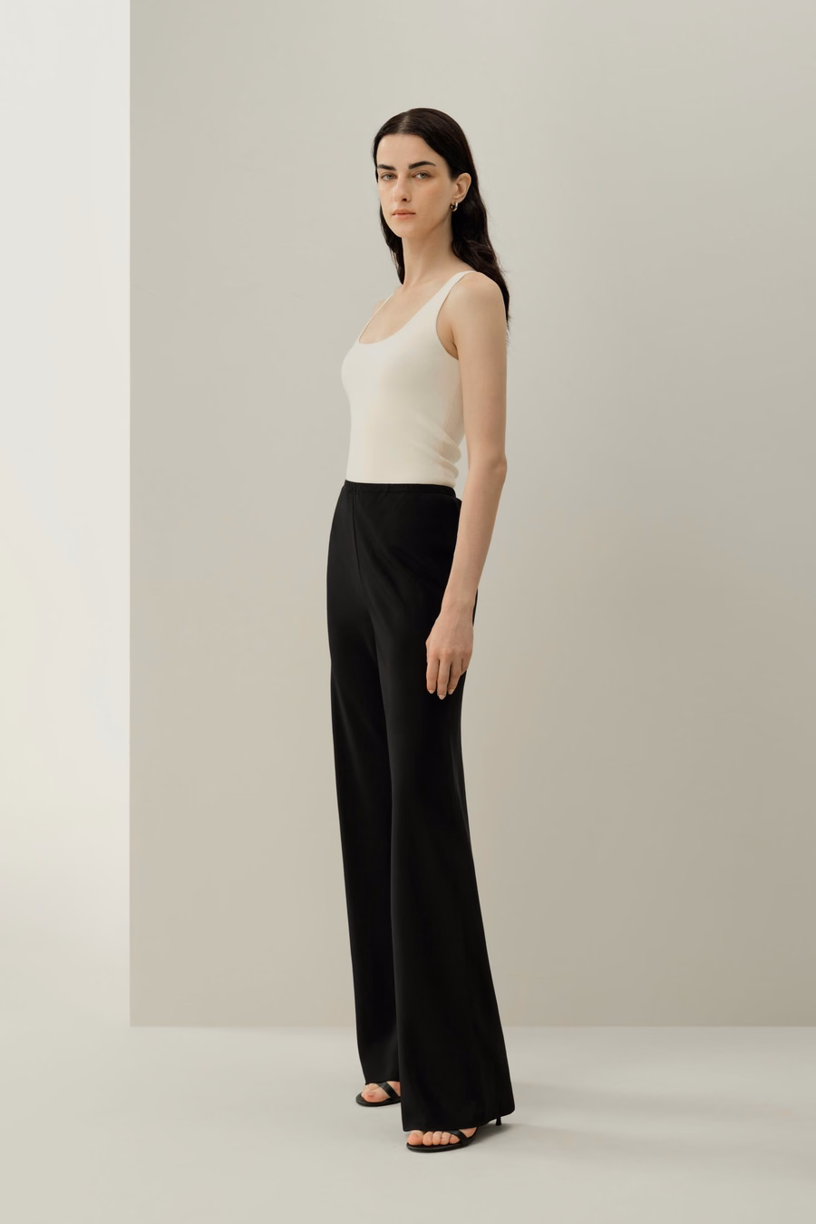 Bias Cut Straight Leg Seidenhose