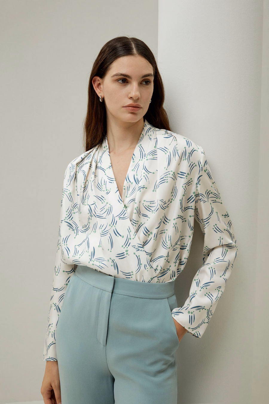 Abstract Botanical Print Shirt