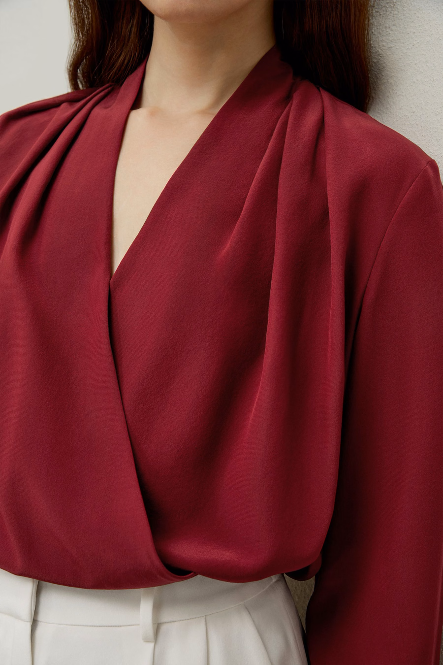 Seiden-Crêpe de Chine Langarmbluse