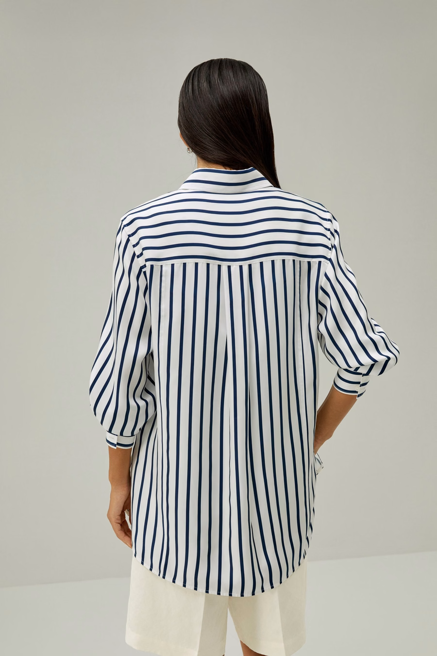 Oversized Palma Streifen Seidenhemd