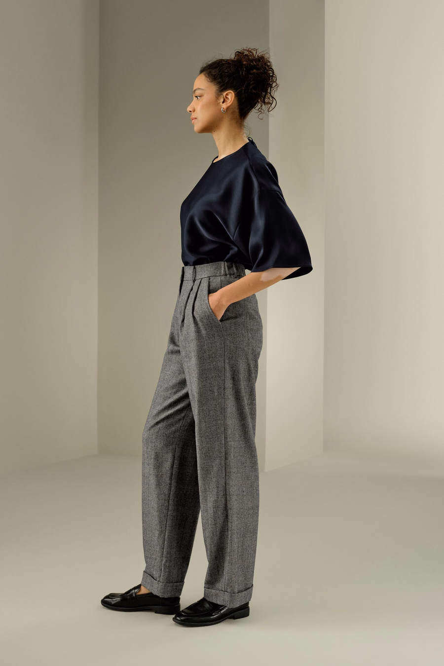 Hosen aus Wollflanell mit weitem Bein