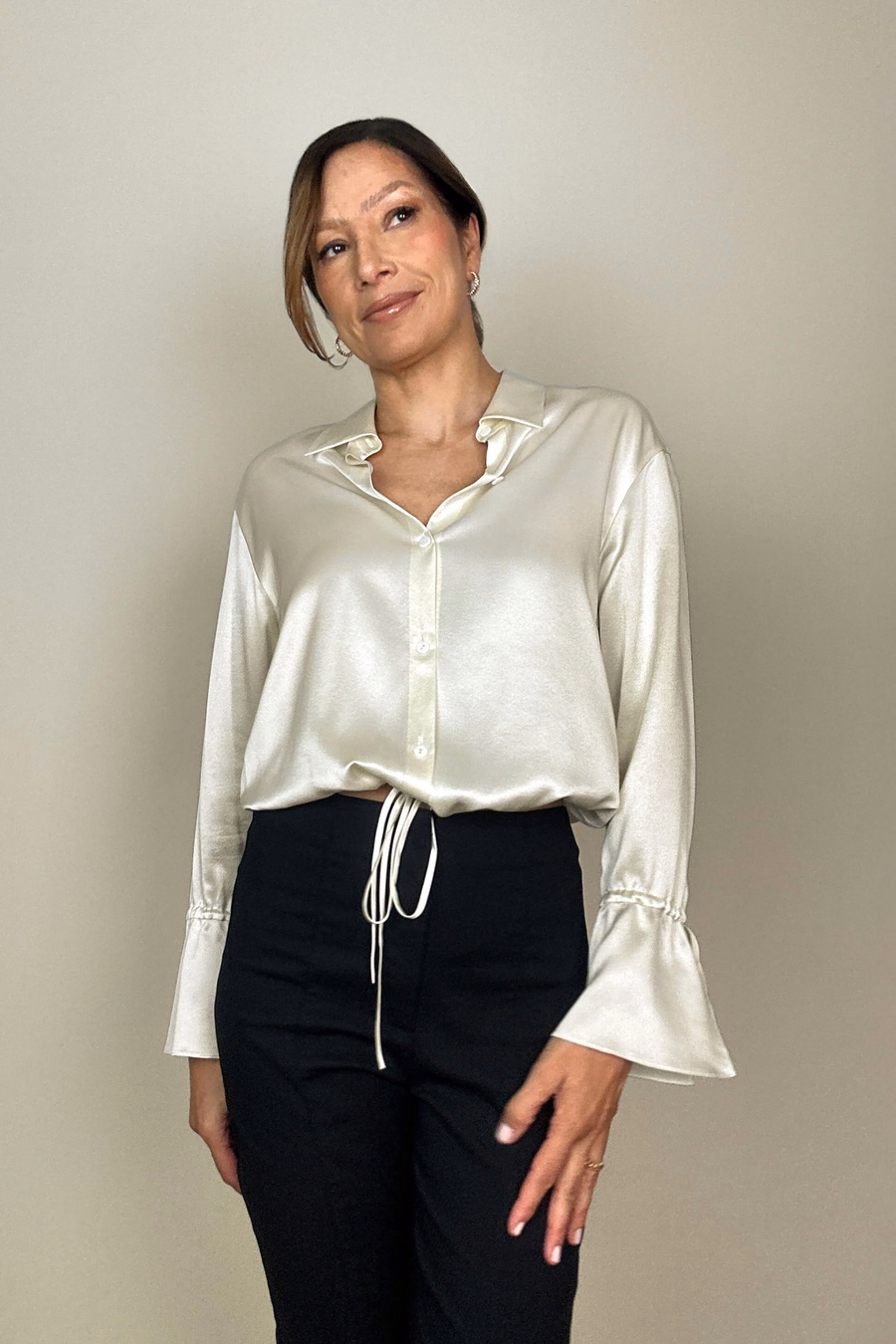 Seidenbluse mit Kordelzug