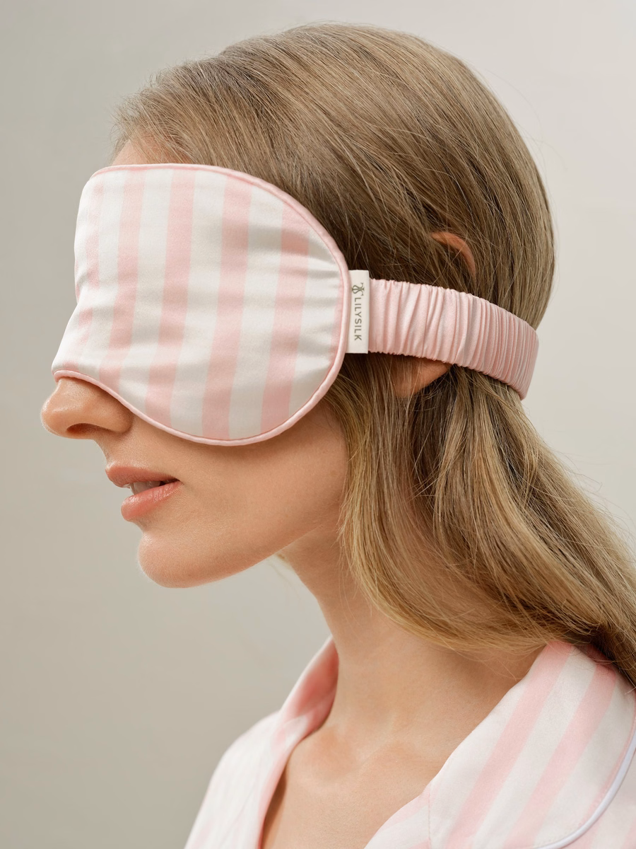 Gestreifte Charmeuse Schlafmaske