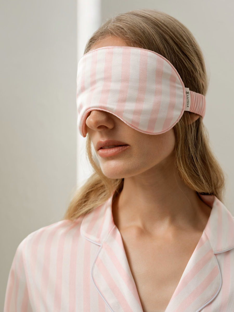 Gestreifte Charmeuse Schlafmaske